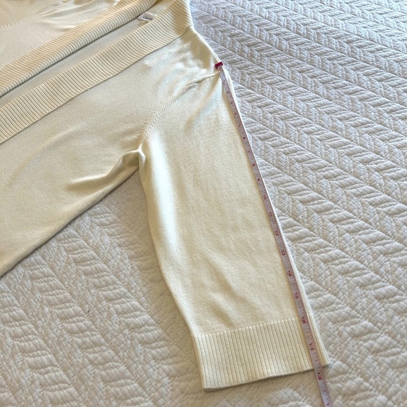 NWOT Calvin Klein Cropped Shawl Collar Open Cardigan 3/4 Sleeve Size L Cream - Picture 10 of 15